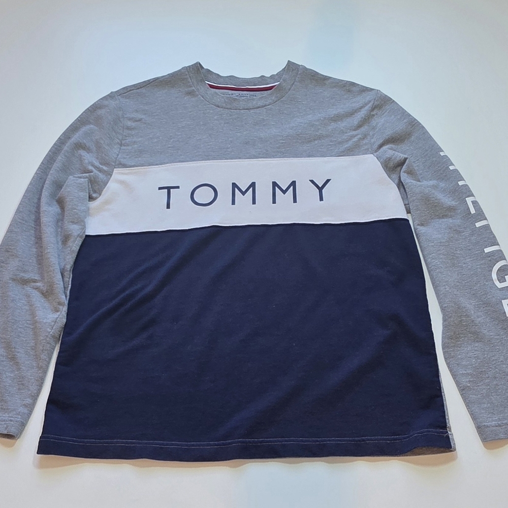 Tommy Hilfiger Gray and Navy Color Block Shirt